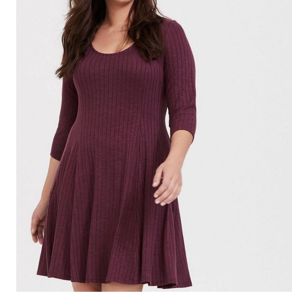 Torrid Ribbed Knit Dress in Deep Plum size 1